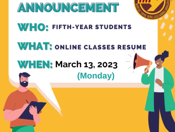 Online classes resume on Monday 13 March 2023